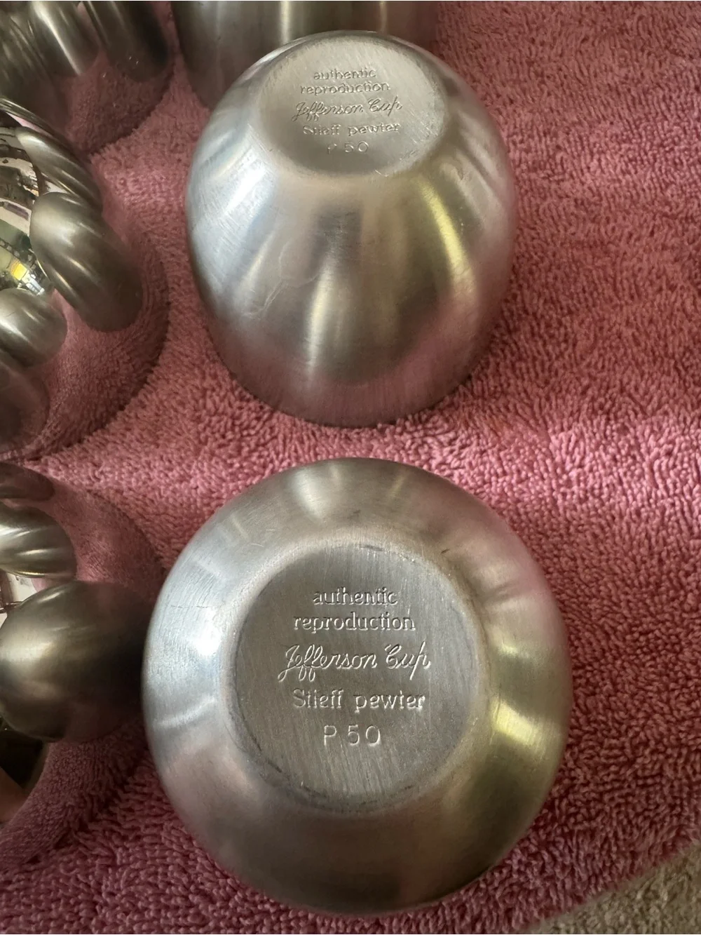 Set of 6 Jefferson Cup Handcrafted Metal Cups - pewter Finish